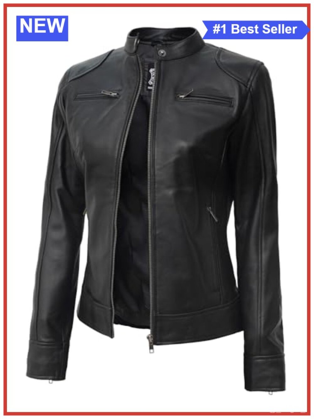 Genuine Quilted Lambskin Leather Jacket Women Cafe Racer Fit